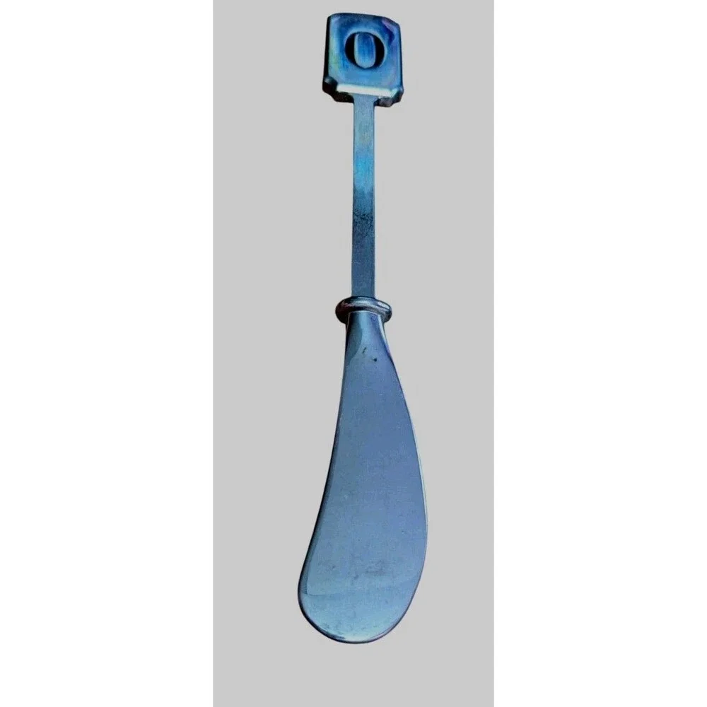 Mudpie Metal Cheese, Appitizer Spreader. Initial O.
